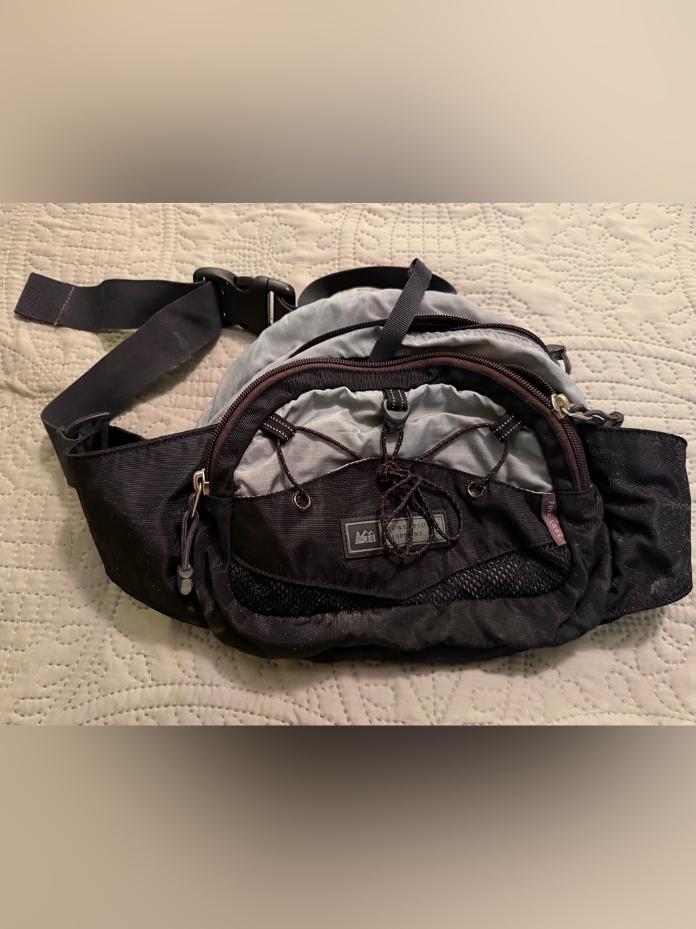 REI Black and Light Gray Men's Waist Pack - Outdoor Belt Bag